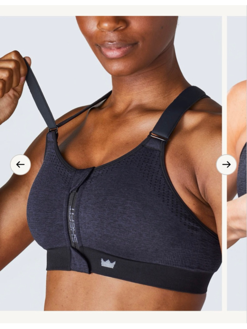 SHEFIT Low Impact Sport Bra Heathered Indigo Navy Zipper- Size 6X 6Luxe